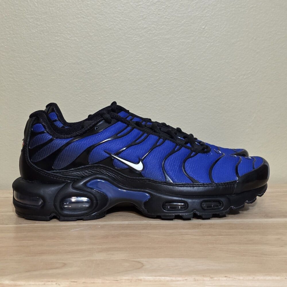Nike Air Max Plus Premium Black Racer Blue  FQ7331-001 Men's Size 8